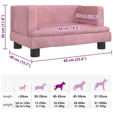 Lettino per Cani Rosa 60x40x30 cm in Velluto - Foto 7