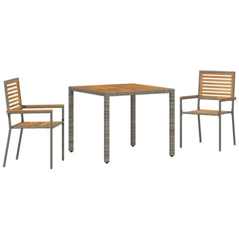 Set da Pranzo per Giardino 3 pcs Grigio 90 x 90 x 75 cm - Foto 1