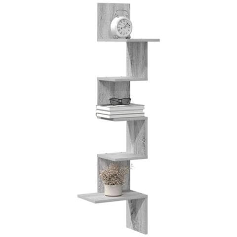 Scaffale Angolare Muro Grigio Sonoma 32x32x127,5 cm Truciolato - Foto 2