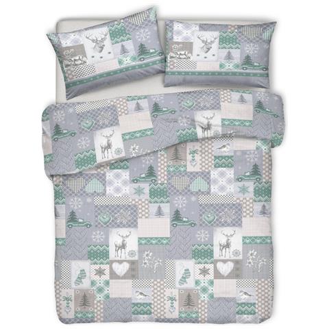 Copripiumino Sacco Piumone Pensieri Delicati Cotone Dis.alpi Matrimoniale Verde - Foto 1