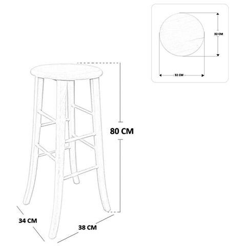 Set 2 Sgabelli Alti In Legno Noce Chiaro Con Sedute Rotonde E Gambe A Sciabola - Foto 2