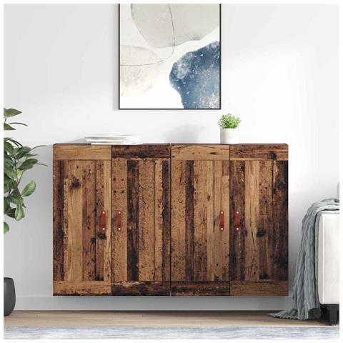 Mobile a muro 2 pcs Legno vecchio 69,5 x 34 x 90 cm - Foto 2