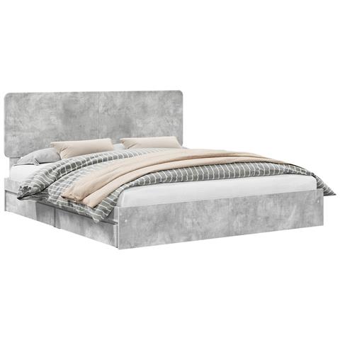 Letto con Contenitore con testiera Grigio cemento 200 x 200 cm - Foto 1