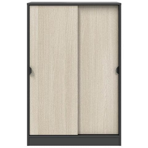 Armadio Camera Da Letto Stelvio - Guardaroba 2 Ante 2 Ripiani, 77x119h Cm Nero Antracite - Foto 2