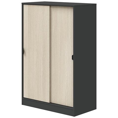 Armadio Camera Da Letto Stelvio - Guardaroba 2 Ante 2 Ripiani, 77x119h Cm Nero Antracite - Foto 1