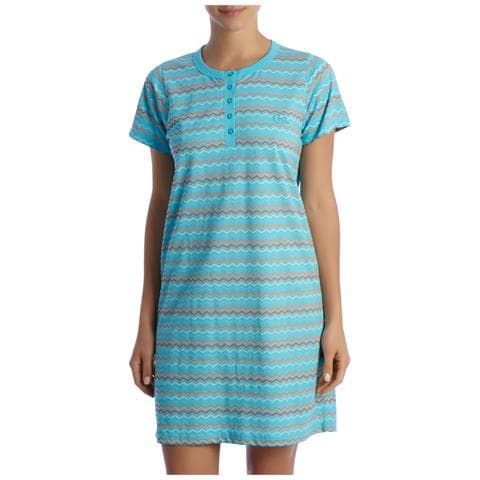 Camicia Da Notte Estiva Da Donna, 100% Cotone, Maniche Corte, Kl45000 - Foto 1