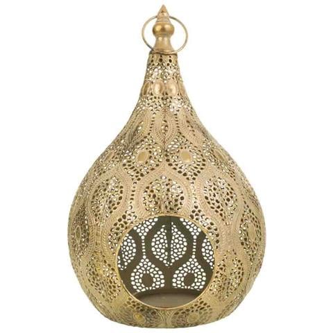 Portacandele In Metallo Dorato 26,5x25,5x40,5h - Foto 1