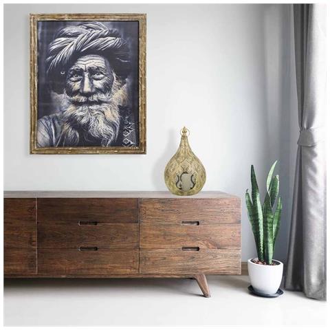 Portacandele In Metallo Dorato 26,5x25,5x40,5h - Foto 2