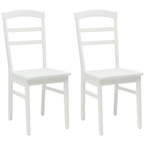Sedia da pranzo 2 pcs Bianco Legno di gomma solido - Foto 1