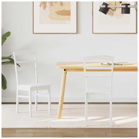 Sedia da pranzo 2 pcs Bianco Legno di gomma solido - Foto 2
