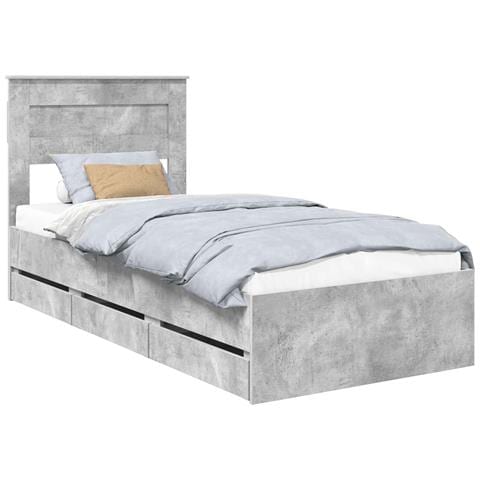 Struttura del letto con cassetto Grigio cemento 90 x 200 cm - Foto 1