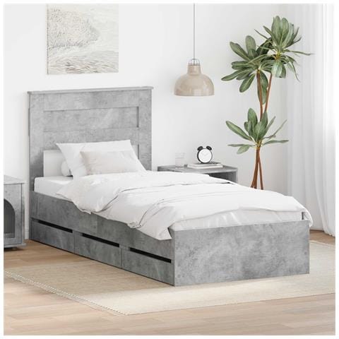Struttura del letto con cassetto Grigio cemento 90 x 200 cm - Foto 2
