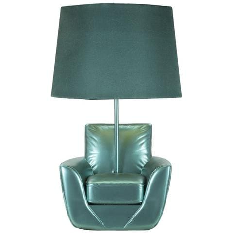 Lampada Da Comodino Midcentury Turchese In Resina Con Paralume In Tessuto - Foto 1