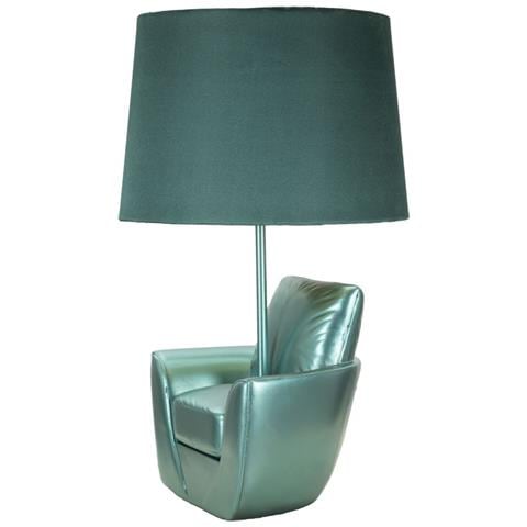 Lampada Da Comodino Midcentury Turchese In Resina Con Paralume In Tessuto - Foto 2
