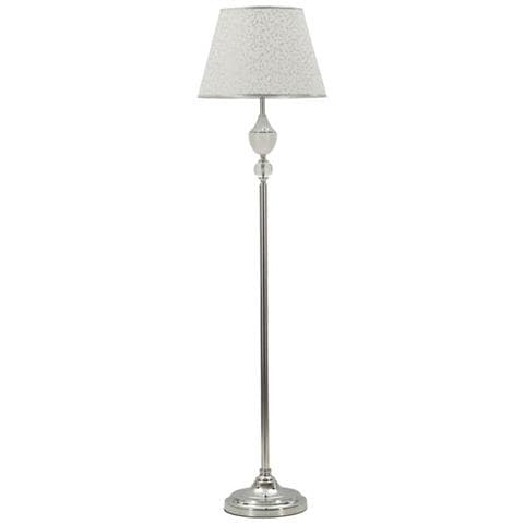 Lampada Da Terra Kody In Ferro Argento Con Paralume In Tessuto Bianco - Foto 1