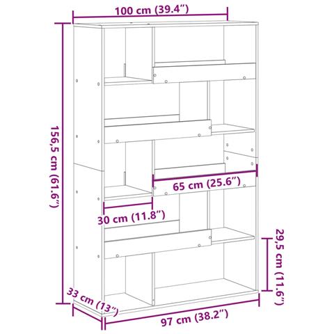 Divisorio Stanza Legno Antico 100x33x156,5 cm in Truciolato - Foto 9