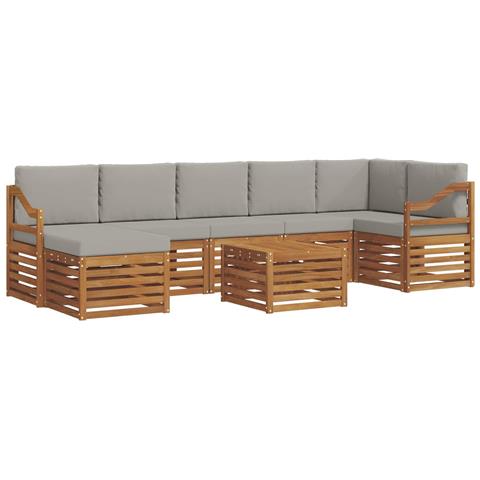 Set divani con cuscino 8 pcs Grigio Naturale e Chiaro - Foto 1