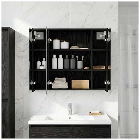 Mobiletto per specchio da bagno Rovere Nero 73,5 x 16 x 62,5 cm - Foto 2