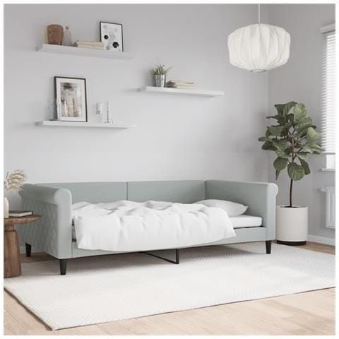 Letto da Giorno Grigio Chiaro 100x190 cm in Velluto - Foto 2