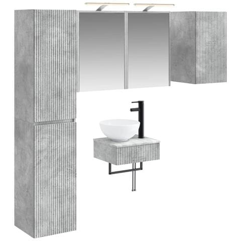 Set di mobili per il bagno 5 pcs Grigio Cemento - Foto 1