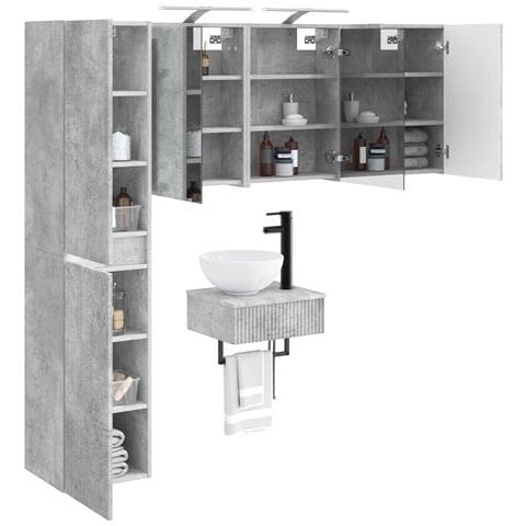 Set di mobili per il bagno 5 pcs Grigio Cemento - Foto 2