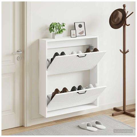 Mobiletto per Scarpe da Muro HOORN 71 x 17 x 86 cm Bianco - Foto 2
