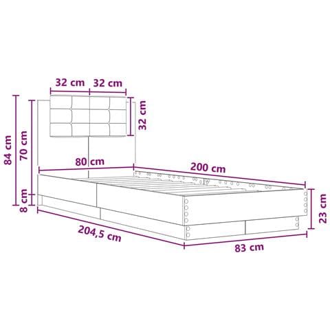 Struttura letto con testata Rovere Artigianale 80 x 200 cm - Foto 2