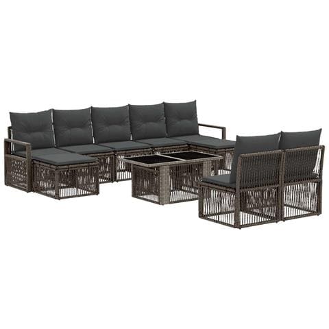 Set Divano da Giardino 10 pz Grigio e Grigio Scuro polyrattan - Foto 1