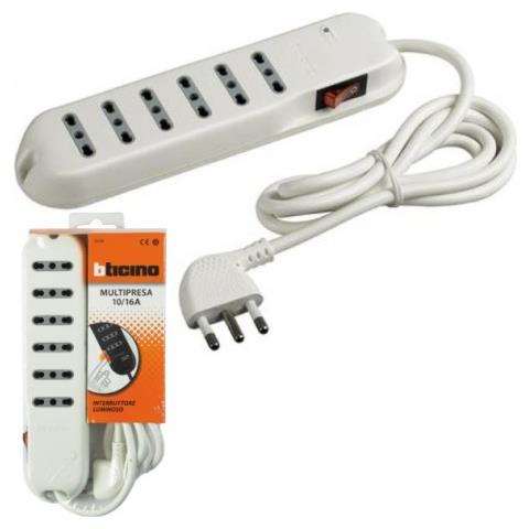Multipresa 6 Uscite ed Interruttore Colore Bianco - Foto 2