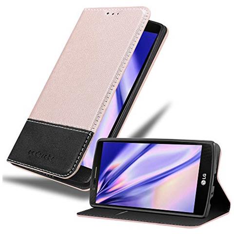 Custodia Compatibile Con Lg G4 / G4 Plus In Oro Rosato Nero - Coperchio Protettiva Con Chiusura Magnetica, Funzione Stand E Tasca Per Le Carte - Foto 1