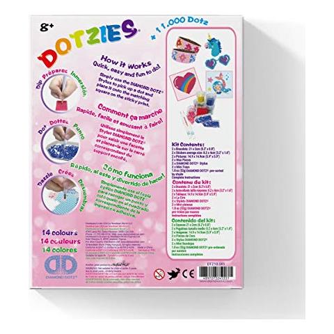 Diamond Dotzies Art Kit Creativo Con Diamanti Per Bambini A Partire Dagli 8 Anni, Per Creare 2 Bracciali, 2 Immagini E 2 Adesivi. - Foto 2