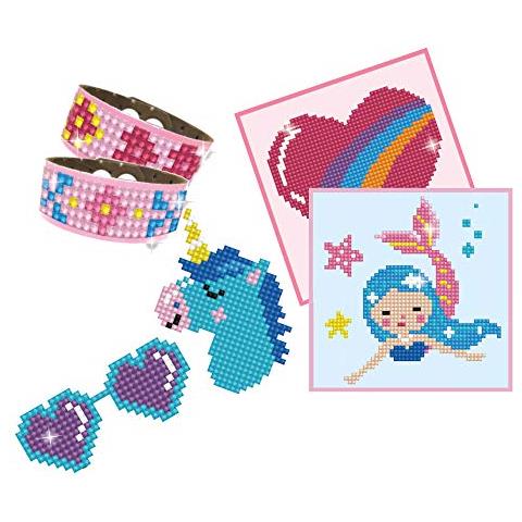 Diamond Dotzies Art Kit Creativo Con Diamanti Per Bambini A Partire Dagli 8 Anni, Per Creare 2 Bracciali, 2 Immagini E 2 Adesivi. - Foto 3