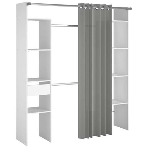 Elysee Armadio A Vista, Tenda, 2 Barre Appendiabiti, 6 Ripiani, 1 Cassetto - Foto 6