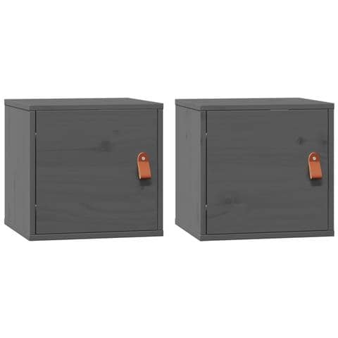 Pensili 2pz Grigi 31,5x30x30 Cm In Legno Massello Di Pino - Foto 1