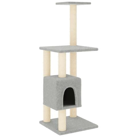Albero per Gatti con Tiragraffi in Sisal Grigio Chiaro 104 cm - Foto 2