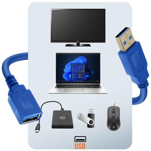 Cavo Prolunga Usb 3.0 Sincronizzazione 5gb /s Lunghezza 1 Metro E 50, Blu - Foto 5