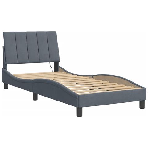 Giroletto Con Luci Led Grigio Scuro 90x200 Cm In Velluto - Foto 3