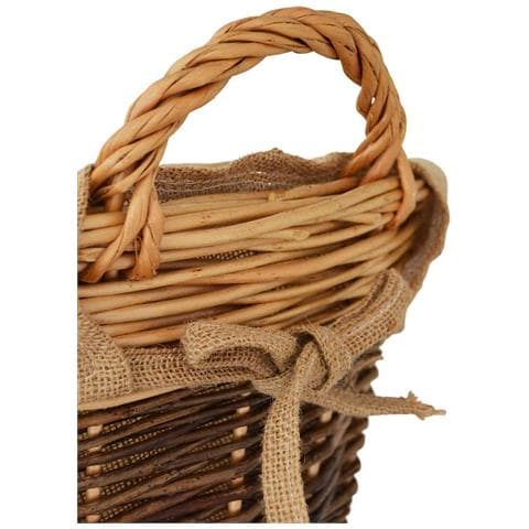 Cesta Rotonda Portalegna Espositore In Legno Di Corteccia Con Fodera In Juta - Foto 2