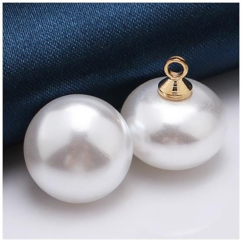 Bottoni Ovali Bianchi In Perla Con Base Dorata (50 Pezzi) Xxl - Foto 1