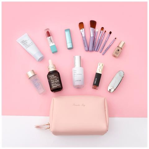 Grande Borsa Per Il Trucco In Pu - Organizer Per Cosmetici Elegante E Portatile Pink - Foto 4