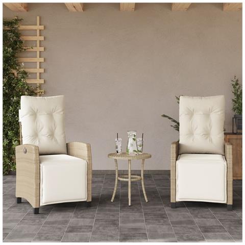 Sedie da Giardino Reclinabili 2 pz con Poggiapiedi Polyrattan - Foto 2