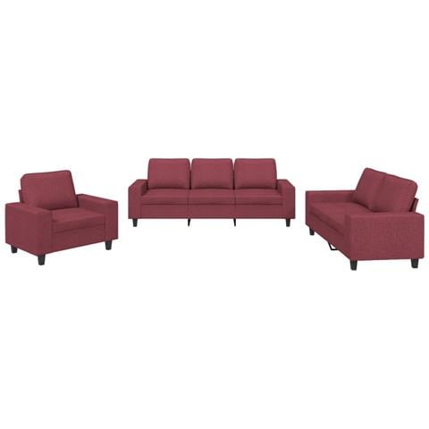 Set Di Divani 3 Pz Rosso Vino In Tessuto - Foto 2