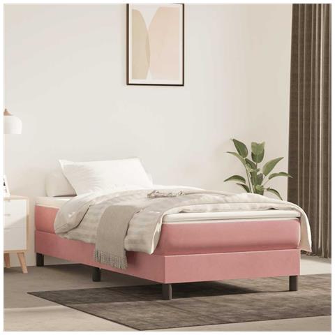 Materasso A Molle Insacchettate Rosa 100x210x20 Cm In Velluto - Foto 1