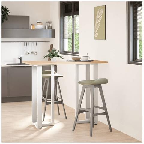Gambe Tavolo Bar A Forma T 2pz Bianco 40x35x(110-111)cm Acciaio - Foto 2