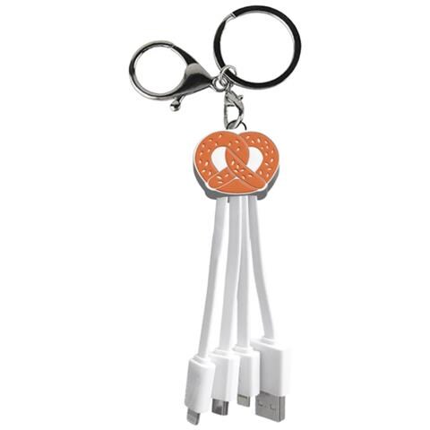 Cavo Usb-a /microusb /usb C /lightning 2a Portachiavi Pretzel, Bianco - Foto 1