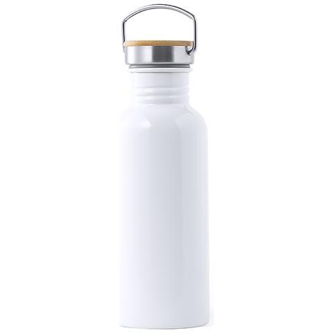 Bottiglia In Alluminio Da 750 Ml Design Retrò Con Tappo A Vite In Acciaio Inox 7,3x7,3x22,5 Cm. Colore Bianco - Foto 1