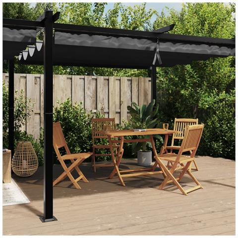 Gazebo Giardino Con Tetto Retrattile Antracite 3x6 M Alluminio - Foto 1