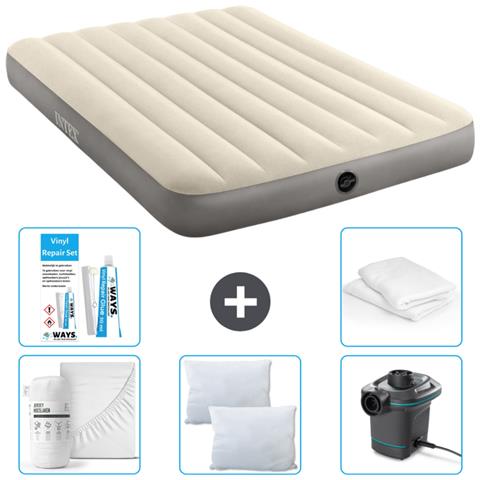 Set Materassino Gonfiabile - 191x137x25 Cm - Beige - Include Accessori Coordinati Cb2 - Foto 1