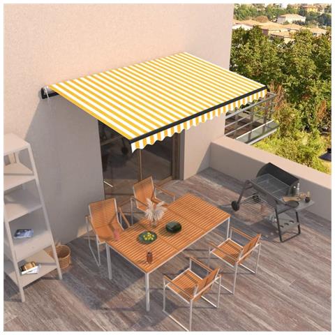 Lusso Casadino -  Tenda Da Sole Retrattile Automatica 450x350 Cm Gialla E Bianca - Foto 8