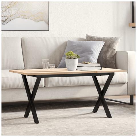 Tavolino Salotto Telaio A X 100x50x45 Cm Legno Pino E Acciaio - Foto 8
